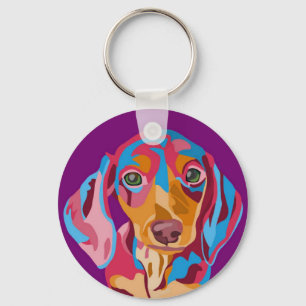 Purple Dachshund Schlüsselanhänger