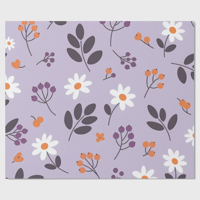 Purple Daisy Floral Pattern - Seamless Botanical  Geschenkpapier (Flach)