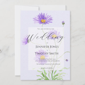 purple daisy wedding invitation  einladung