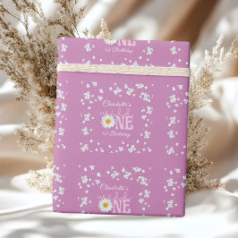 Purple Daisy Wild One 1st Birthday Geschenkpapier