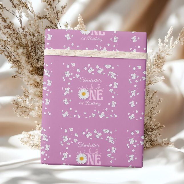Purple Daisy Wild One 1st Birthday  Geschenkpapier (Von Creator hochgeladen)