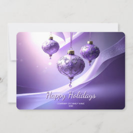 Purple Decorative Christmas Ball Holiday Card Feiertagskarte