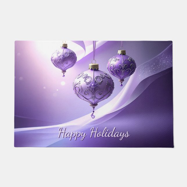 Purple Decorative Christmas Ball Holiday Doormat Fußmatte (Vorderseite)