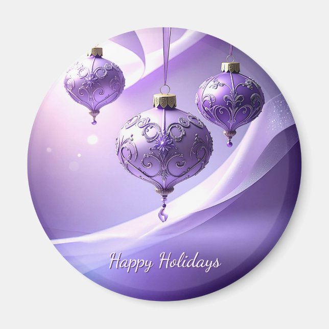 Purple Decorative Christmas Ball Holiday Magnet (Vorne)