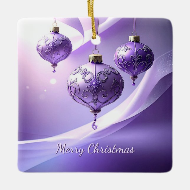 Purple Decorative Christmas Ball Holiday Ornament (Vorderseite)