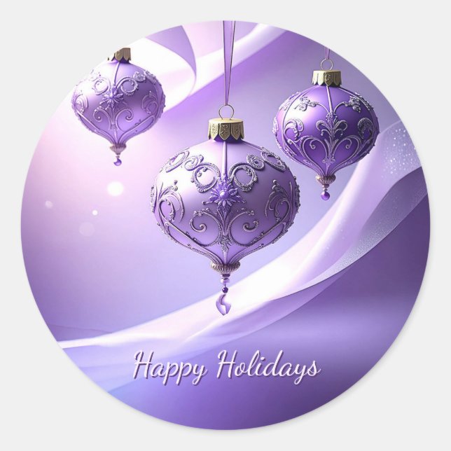 Purple Decorative Christmas Ball Holiday Sticker (Vorderseite)