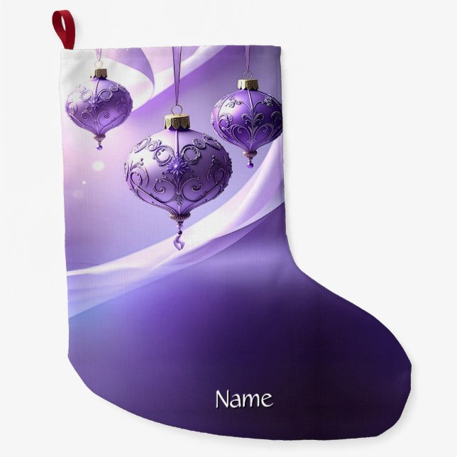 Purple Decorative Christmas Ball Holiday Stocking Großer Weihnachtsstrumpf (Vorderseite)