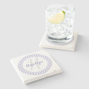 Purple decorative Circle Monogram Coaster Steinuntersetzer