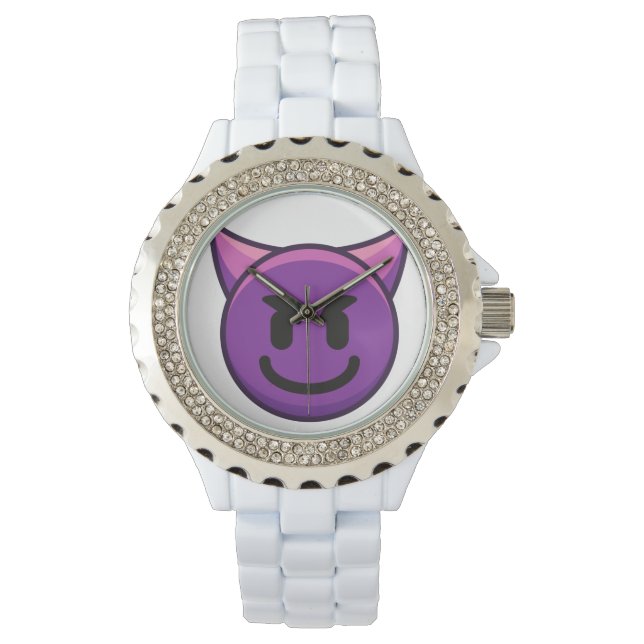 Purple Devil Emoji Armbanduhr (Vorderseite)