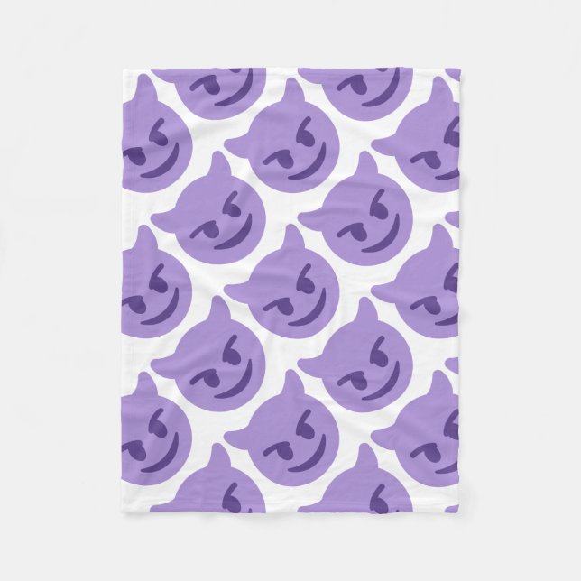 Purple Devil Emoji Fleecedecke (Vorderseite)