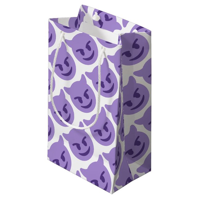 Purple Devil Emoji Kleine Geschenktüte (Vorderseite Schrägansicht)
