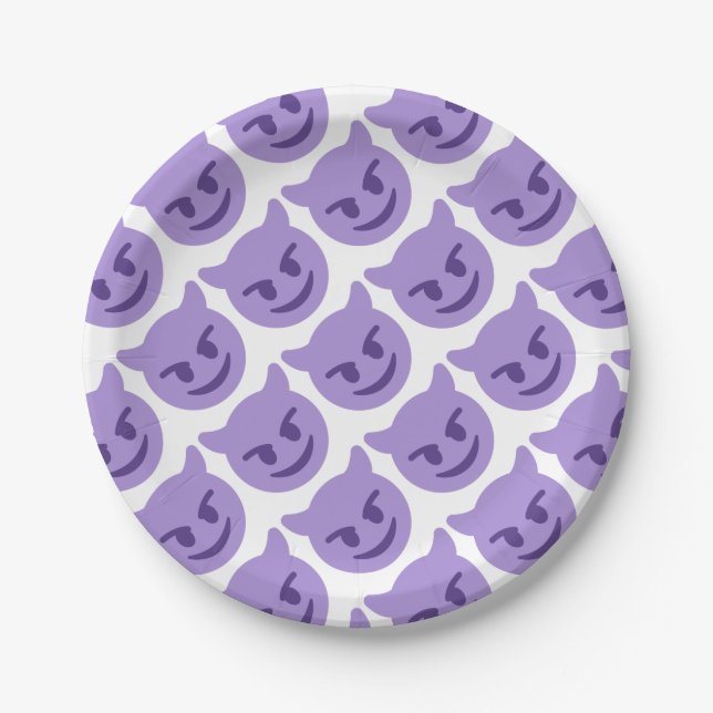 Purple Devil Emoji Pappteller (Vorderseite)