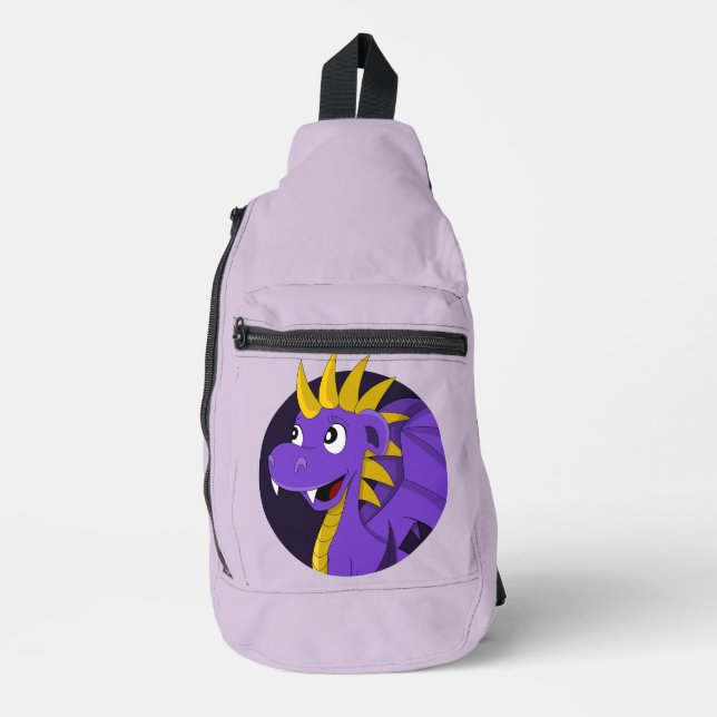 Purple dragon cartoon  crossbody bag (Vorderseite)