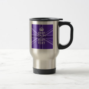 Purple Eleganz Keep Calm Dein Text Union Jack Reisebecher