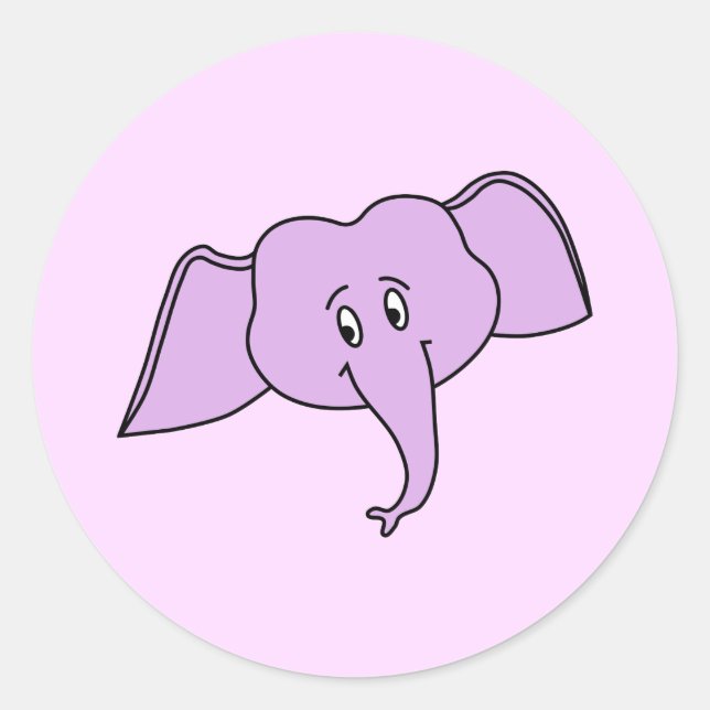 Purple Elephant Gesicht. Cartoon. Runder Aufkleber (Vorderseite)