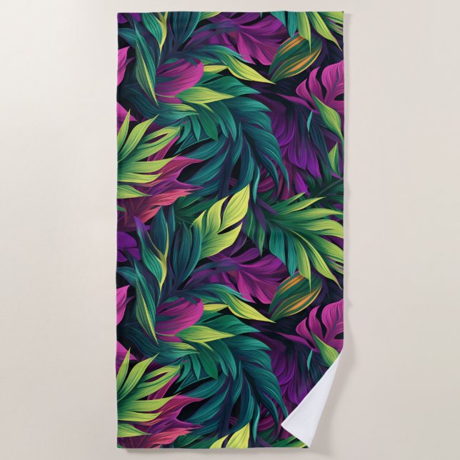 Purple & Emerald Jungle Beach Towel Strandtuch (Vorderseite)