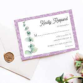 Purple Eucalyptus Floral Wedding RSVP Card Einladung