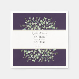 Purple Eucalyptus Together Forever Wedding  Serviette