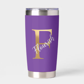 Purple F, Flourish Travel Tumbler Thermobecher