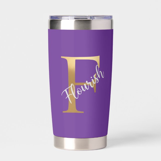 Purple F, Flourish Travel Tumbler Thermobecher (Vorderseite)