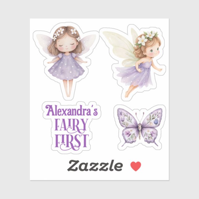 Purple Fairy First Customizable Party Favor Aufkleber (Blatt)