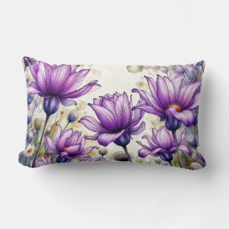 Purple Floral Art Print | Watercolor Daisy Flower  Lendenkissen