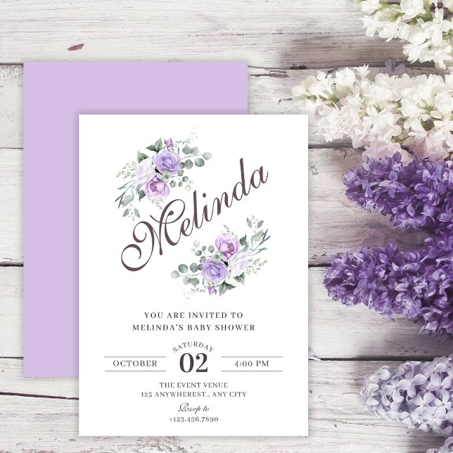 Purple floral baby shower einladung (Von Creator hochgeladen)