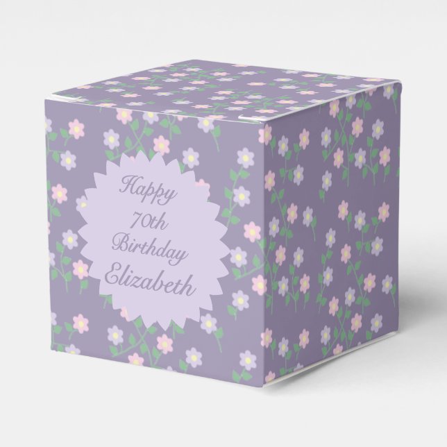Purple Floral Birthday Geschenkschachtel (Vorderseite)