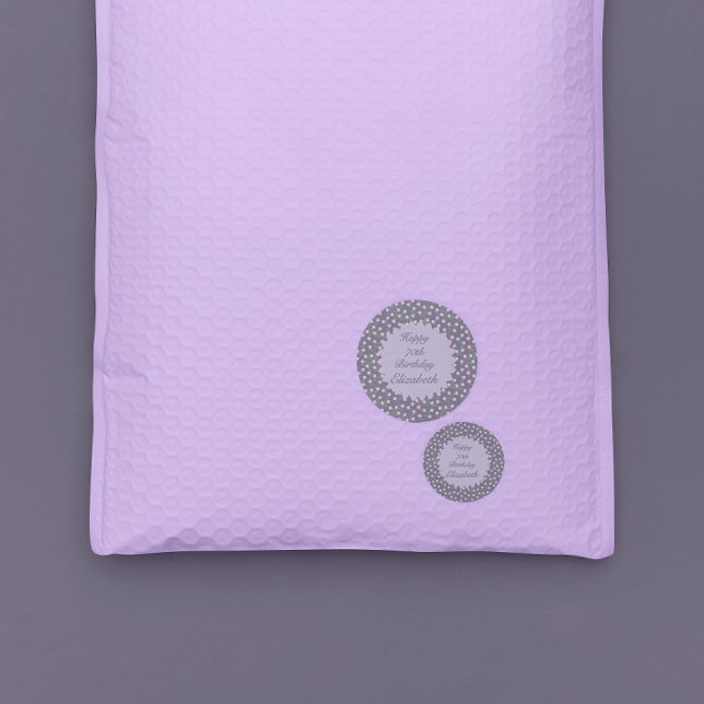 Purple Floral Birthday Runder Aufkleber (Von Creator hochgeladen)