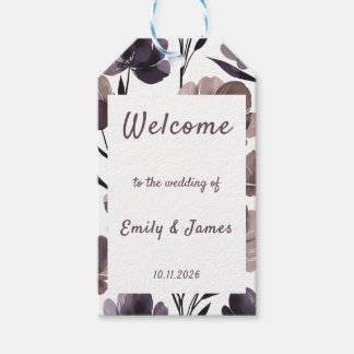 Purple Floral Botanical Wedding Geschenkanhänger