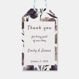 Purple Floral Botanical Wedding Geschenkanhänger