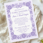 Purple Floral Card Shower by Mail Anniversary Einladung<br><div class="desc">This personalized anniversary card shower invitation is designed for hosting a shower by mail, inviting family and friends to send anniversary cards to a special couple celebrating a milestone wedding anniversary. The hand drawn design features a retro inspired Talavera style floral border frame with a detailed butterfly at the top,...</div>