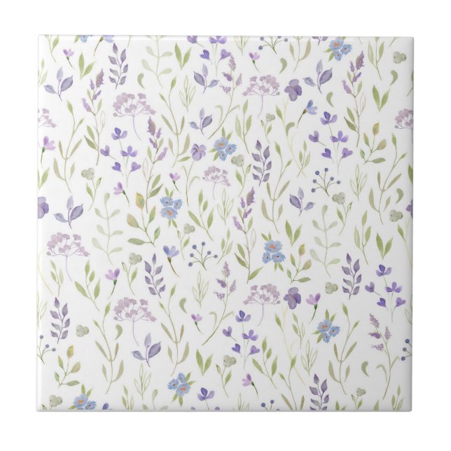 Purple Floral Ceramic Tile Fliese (Vorderseite)