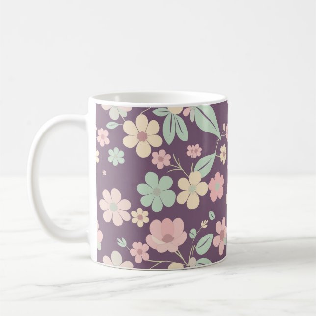 Purple Floral Coffee Mug Kaffeetasse (Links)
