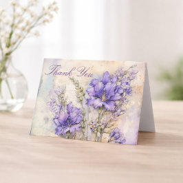 Purple Floral Elegant Thank You Folded Dankeskarte