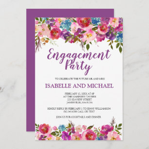 Purple Floral Engagement Party Einladungen