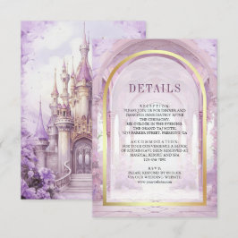 Purple Floral Fairytale Castle Wedding Details Begleitkarte