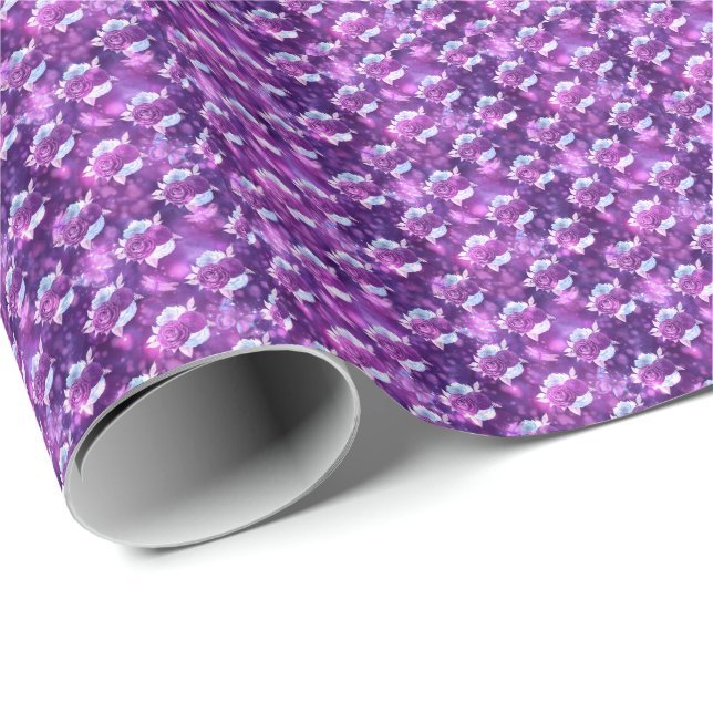 Purple Floral Geschenkpapier (Rolleneckpunkt)