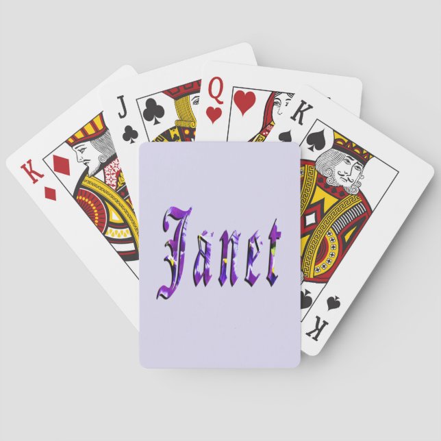 Purple Floral Janet Name,  Spielkarten (Rückseite)
