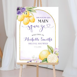 Purple floral Lemonade Bridal shower Welcome Sign Poster