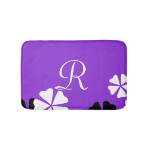 Purple Floral Monogrammed Plush Badematte