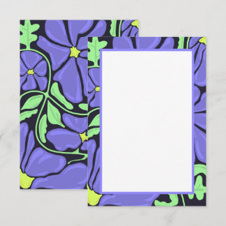 Purple Floral Motif Flat Thank You Card Dankeskarte