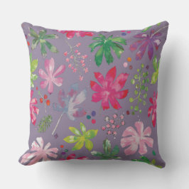 Purple Floral Pattern Pillow – Pink & Green Garden Kissen