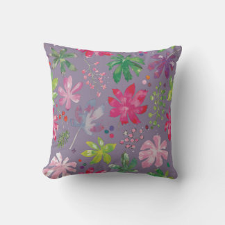 Purple Floral Pattern Pillow – Pink & Green Garden Kissen