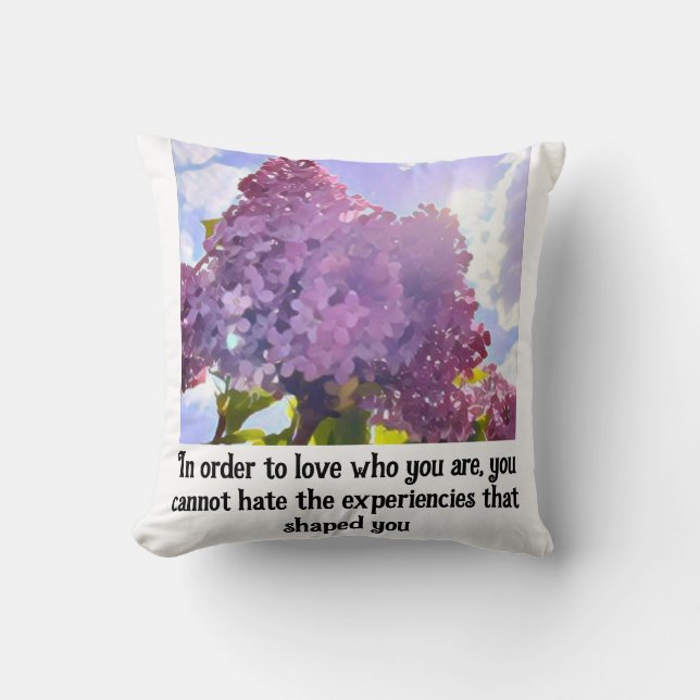purple Floral photo bouquet inspirational phrase Kissen (Vorderseite)