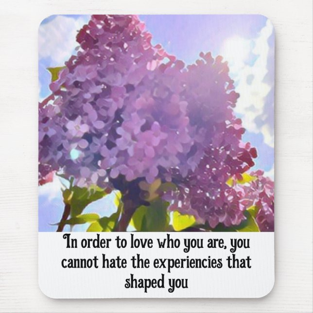 purple Floral photo bouquet inspirational phrase Mousepad (Vorne)