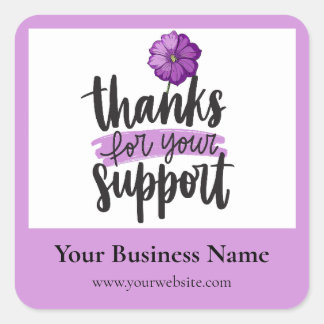 Purple Floral Thank you business packaging sticker