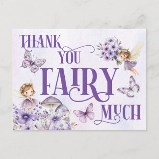 Purple Floral Thank You Fairy Much Postkarte