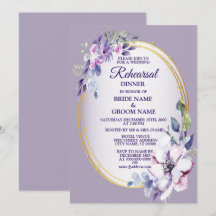 Purple Floral Watercolor Golden Rehearsal Dinner