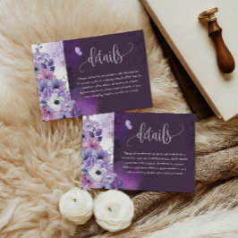 Purple Floral Wedding Details Card Begleitkarte